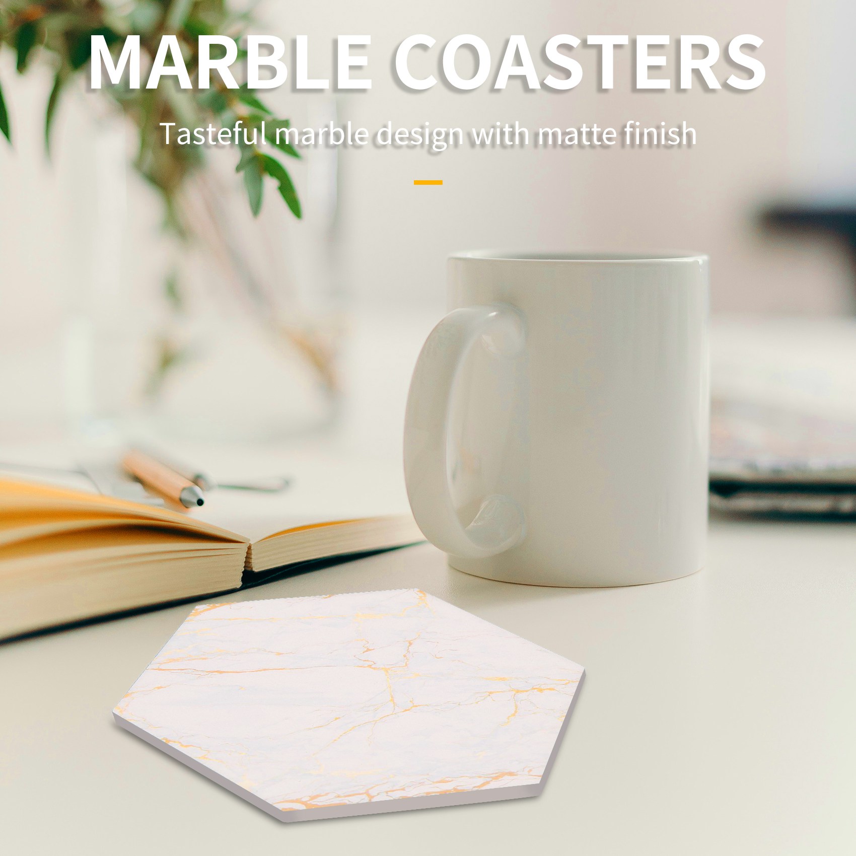 Marble Coaster Set - 8 PC-Untersetzer für Getränke, saugfähig, mit