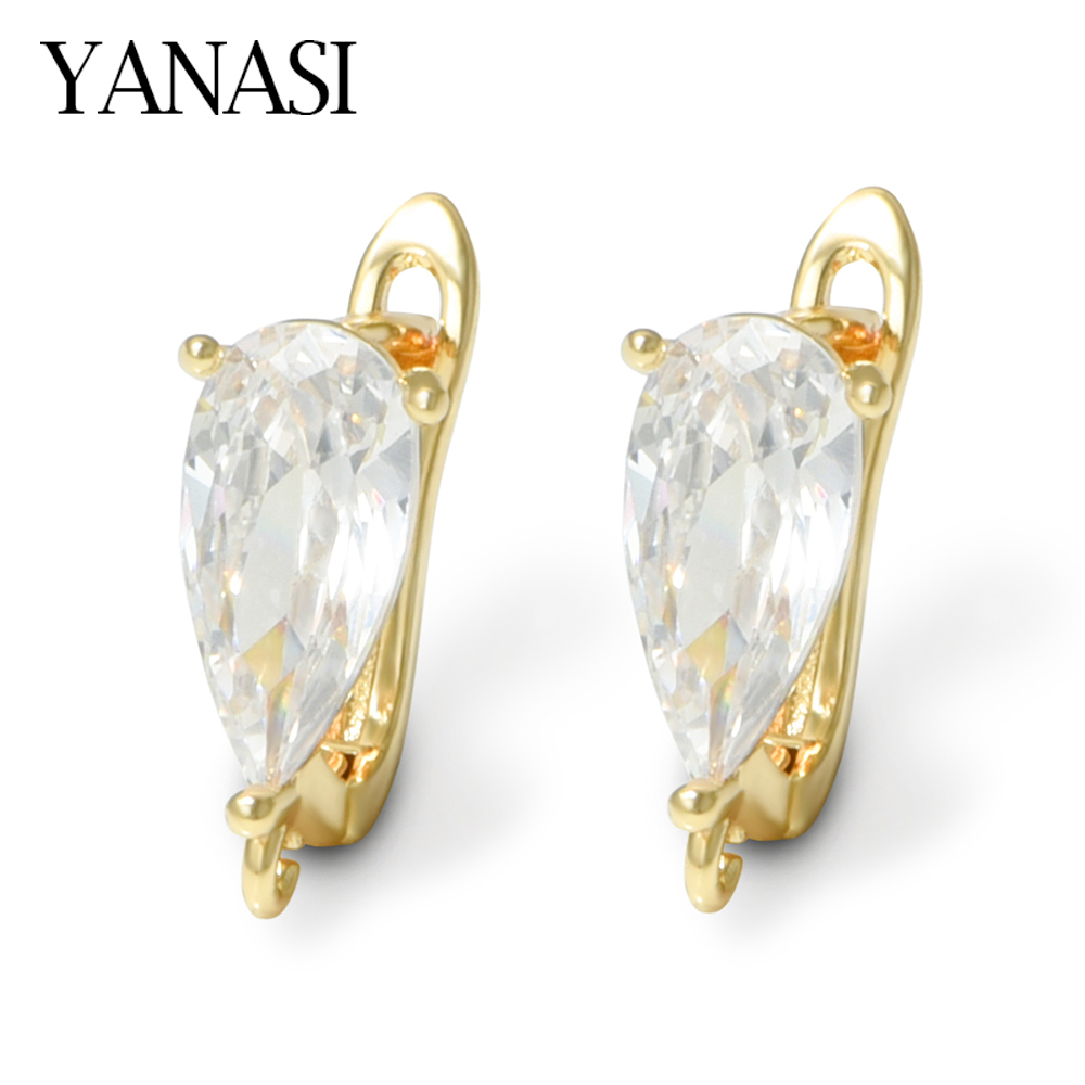 Gold Plated Jewelry - YANASI NEUE 18K vergoldete Messing-Ohrringhaken, Kristall-Tropfen-Ohrhaken,