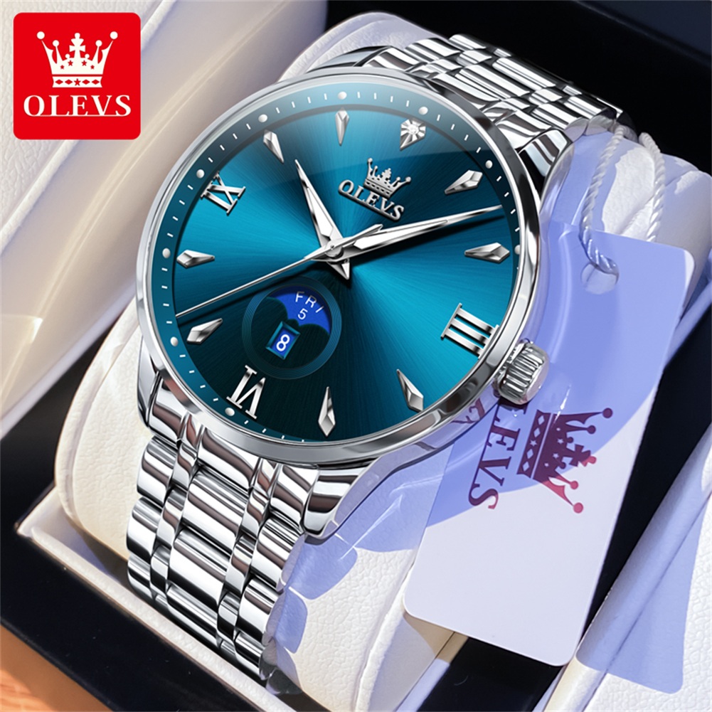 Luxury Watch Men - OLEVS Mondphase Herrenuhren Kalender 30 m