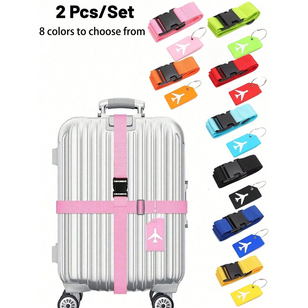 Travel Luggage Set - Gepäckgurtset mit Gepäckanhänger. Mehrere Farben von