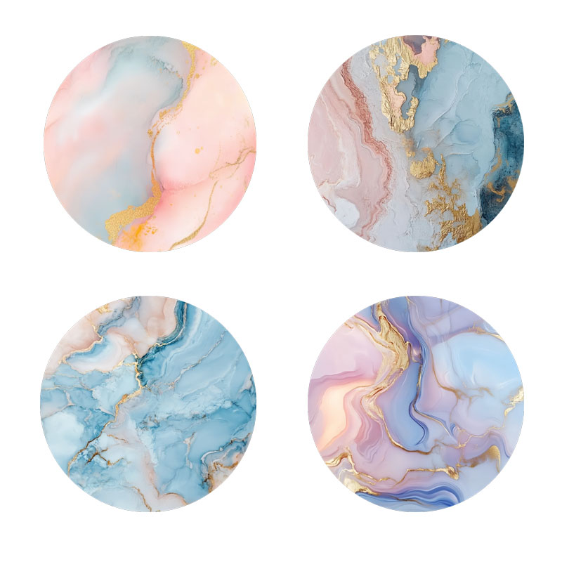 Marble Coaster Set - 4 Stück Untersetzer mit Marmormuster, geeignet