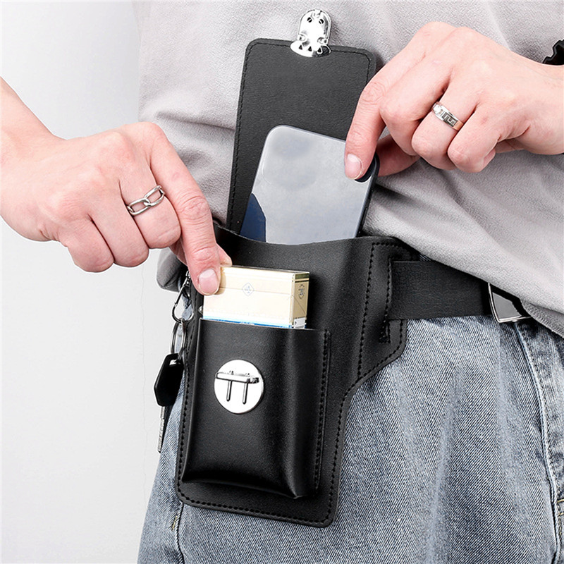 Leather Wallet Men - Herren Gürteltasche Handyhalter Hüfttasche aus PU-Leder