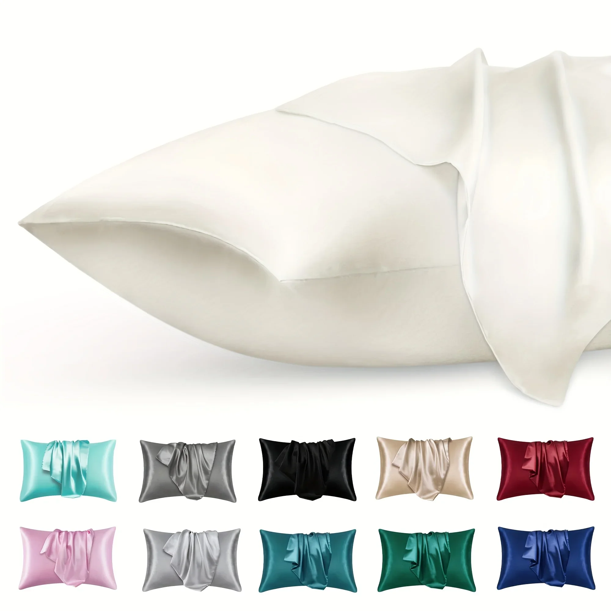 Silk Pillowcase - 2 Stück luxuriöser Satin-Umschlag-Kissenbezug, einfarbig, seidenähnlicher
