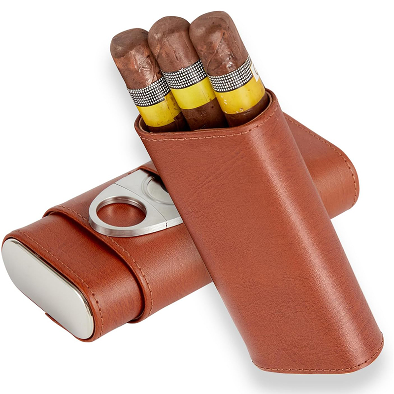 Premium Cigar Case - Tragbares Zigarren-Humidor-Set, Premium Leder-Zigarrenetui mit Zedernholzfutter