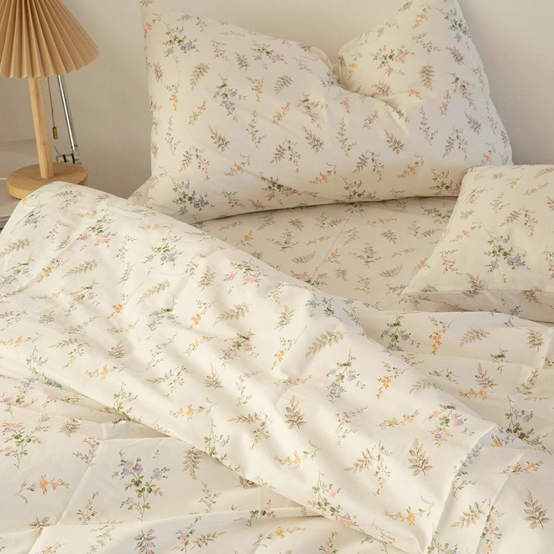 Silk Pillowcase - INS Fresh Pastoral Floral Bettwäsche-Set für
