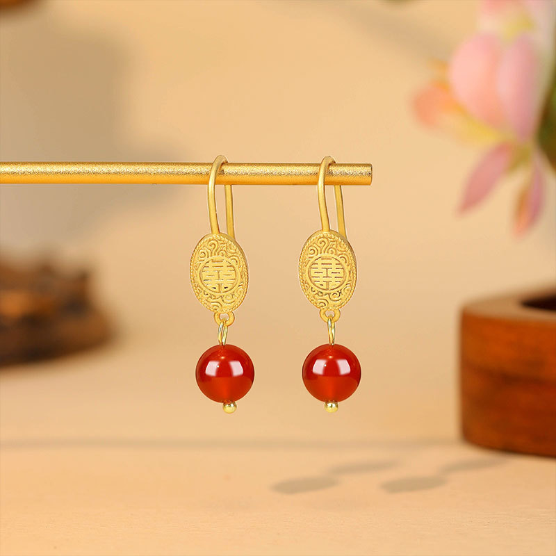 Natürliche rote Jade-Perlenohr – Gold Plated Jewelry Bewertung und Preis