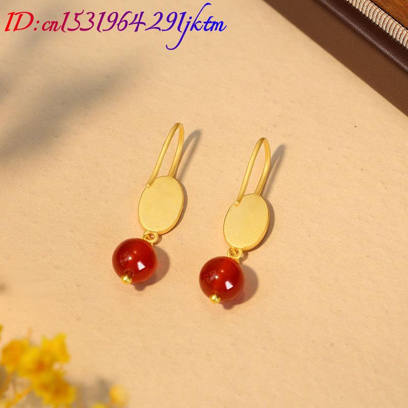 Natürliche rote Jade-Perlenohr – Gold Plated Jewelry Bewertung und Preis