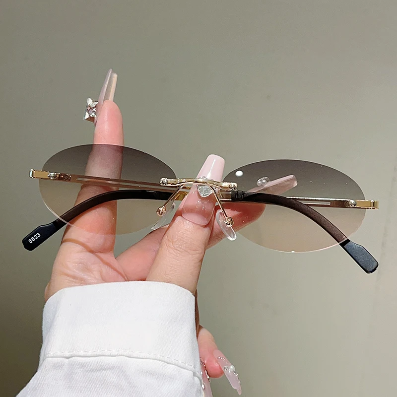 Randlose ovale Sonnenbrille fü – Designer Sunglasses Bewertung und Preis