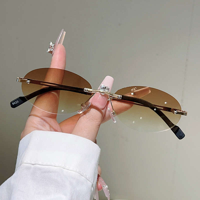 Randlose ovale Sonnenbrille fü – Designer Sunglasses Bewertung und Preis