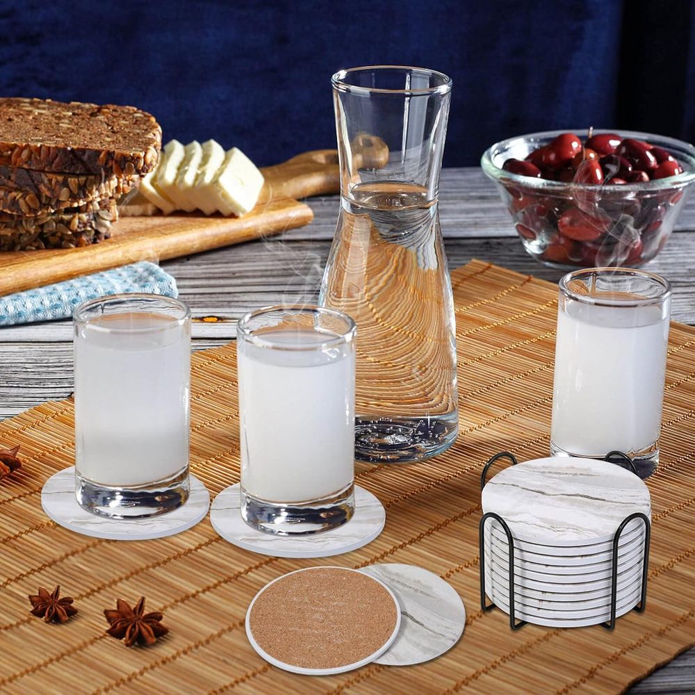 6-teiliges Saugfähiges Unterse – Marble Coaster Set Bewertung und Preis