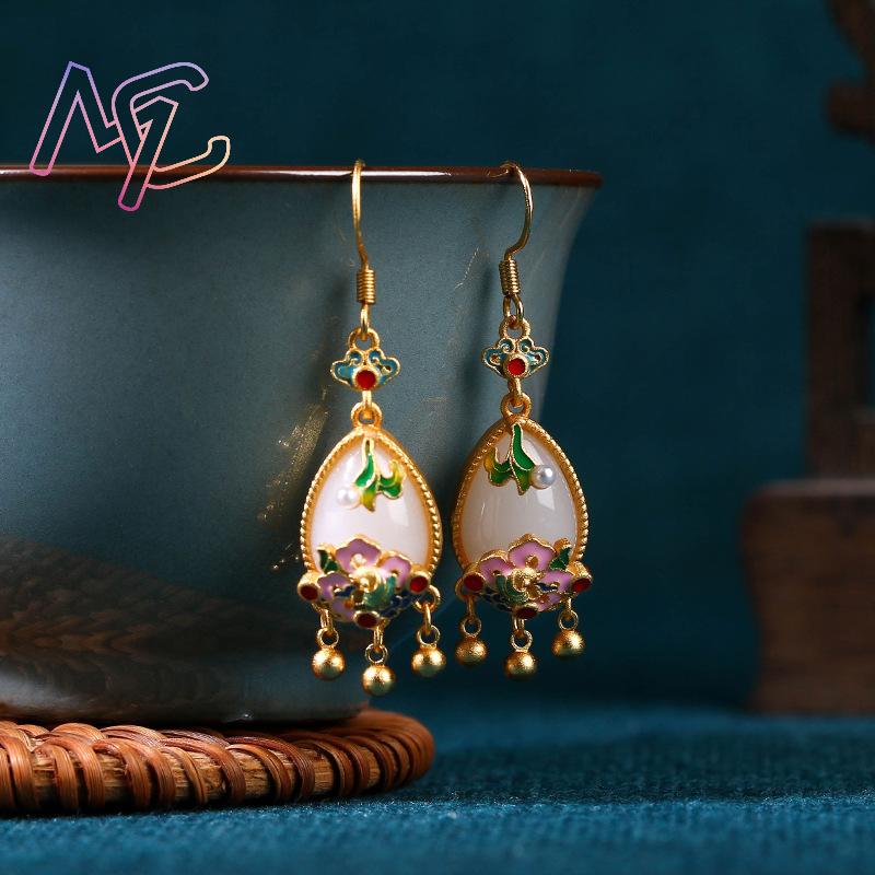 Natürliche Jade-Blumen-Ohrring – Gold Plated Jewelry Bewertung und Preis