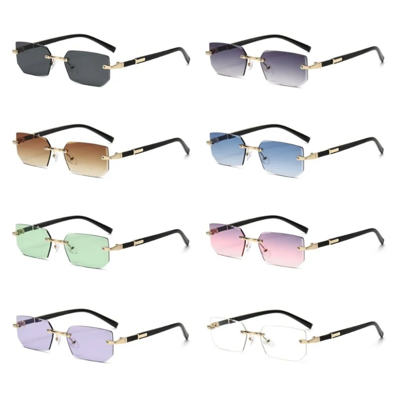 Randlose, eckige Sonnenbrille  – Designer Sunglasses Bewertung und Preis