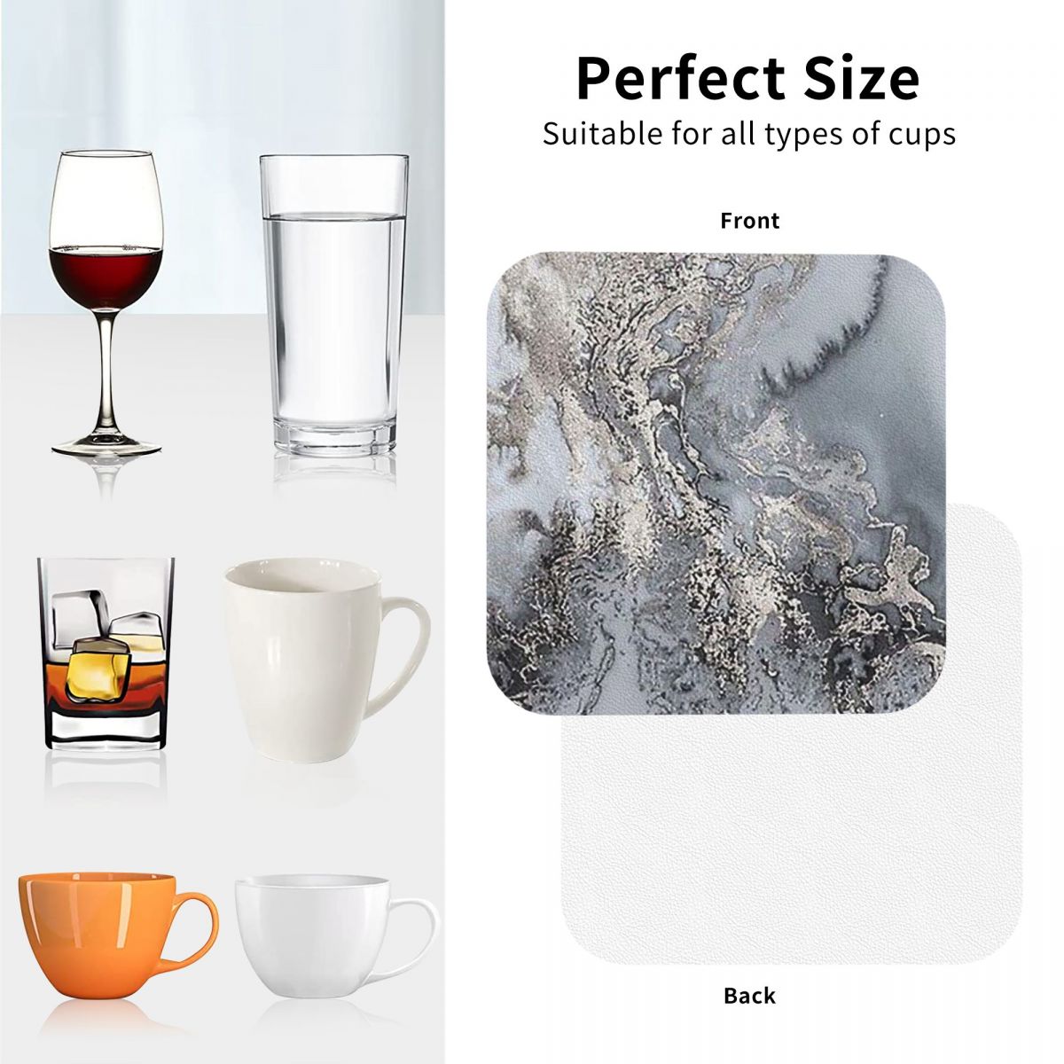 Graue und silberne Marmor-Unte – Marble Coaster Set Bewertung und Preis